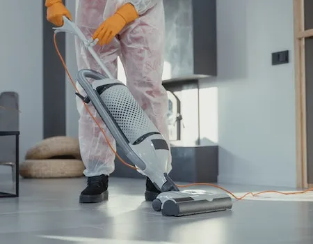 person with a vacuum cleaner